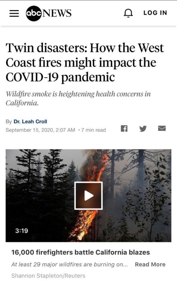 疫情|大火加剧疫情美国面临双重灾难