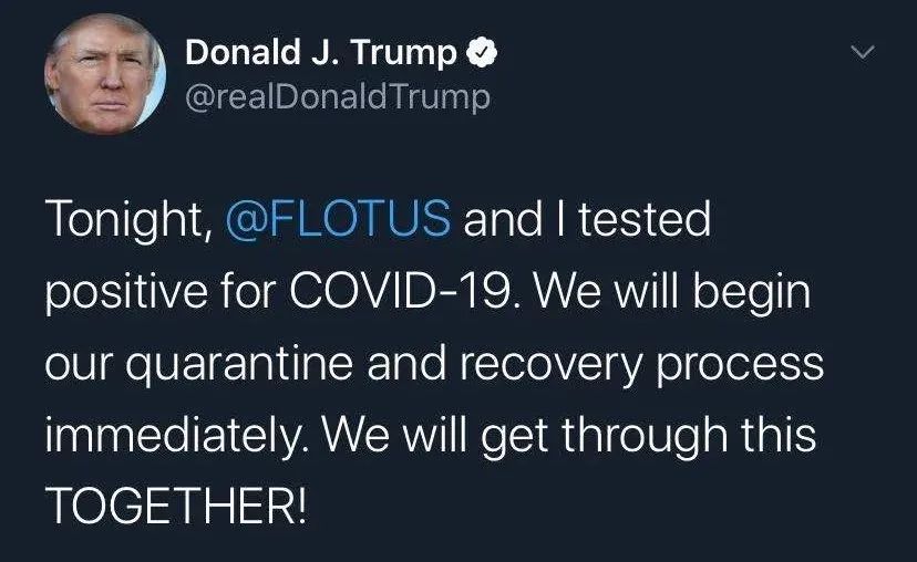 特朗普|突发！特朗普夫妇确认阳性！股市下跌