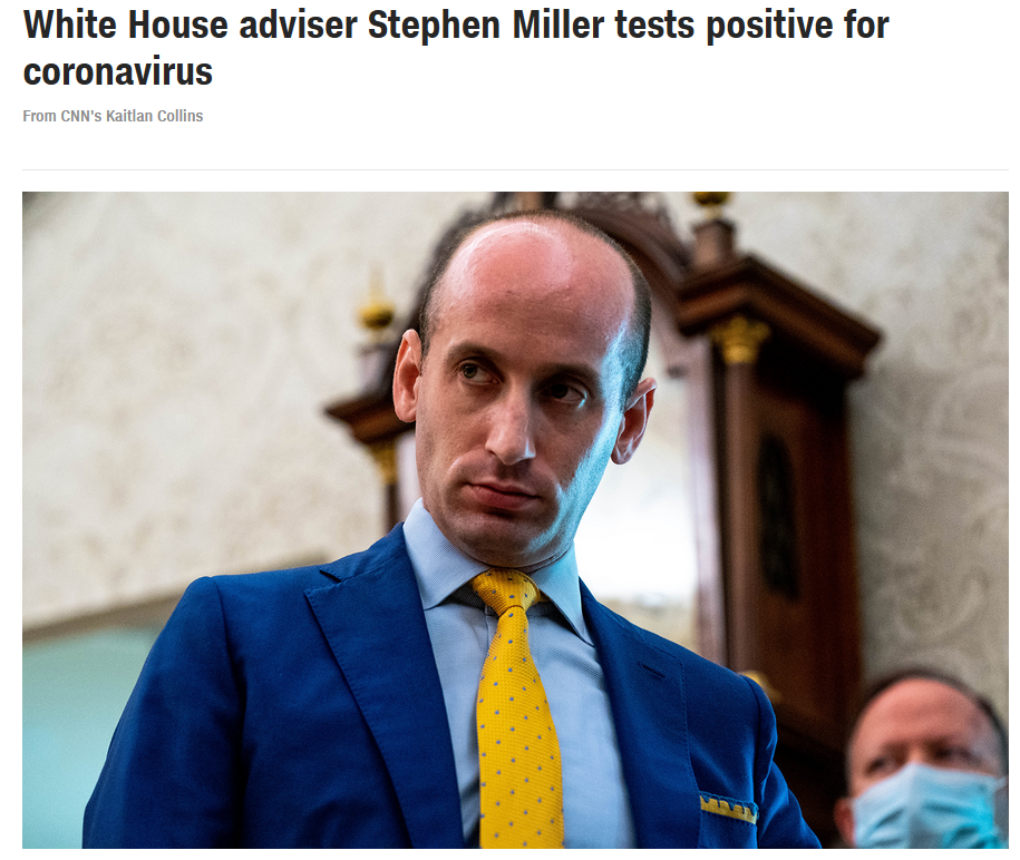 白宫|快讯!白宫高级顾问斯蒂芬·米勒新冠病毒检测结果呈阳性