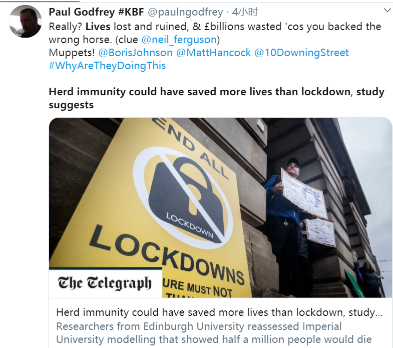 每日电讯报|英媒称数千科学家呼吁结束对年轻人和健康人群封锁，支持群体免疫，网友：是胡话，别上当