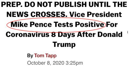 彭斯|“彭斯确诊新冠”?美媒误发新闻备稿后道歉:我们很遗憾,向副总统道歉