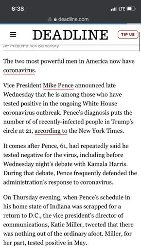 彭斯|“彭斯确诊新冠”?美媒误发新闻备稿后道歉:我们很遗憾,向副总统道歉