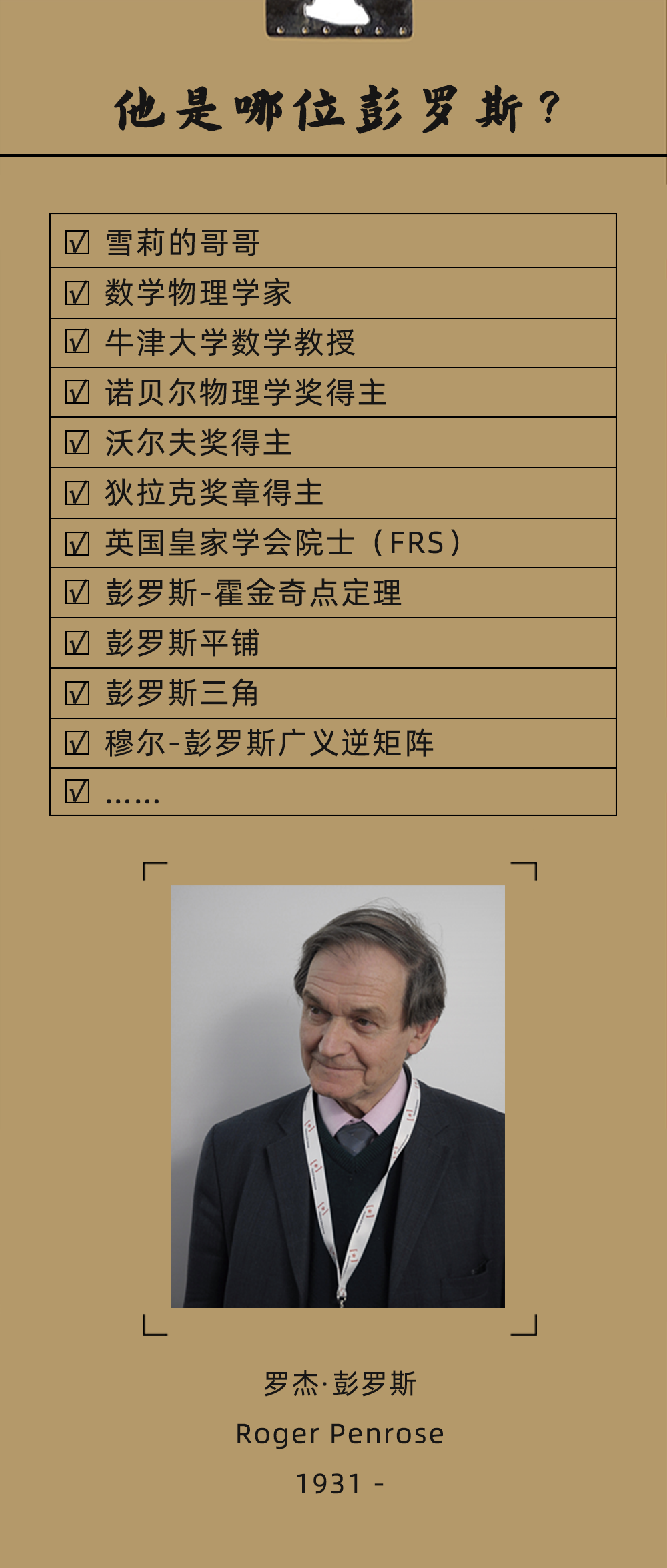 奥利弗|七位彭罗斯，你能认出几个