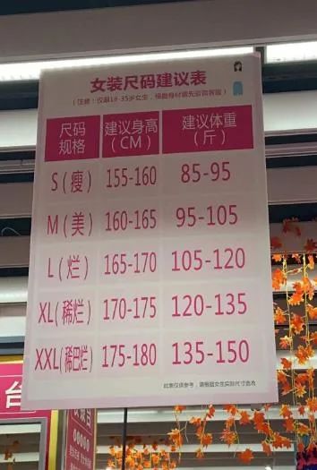 市场营销|女装XXL码就是“稀巴烂”，好笑吗？