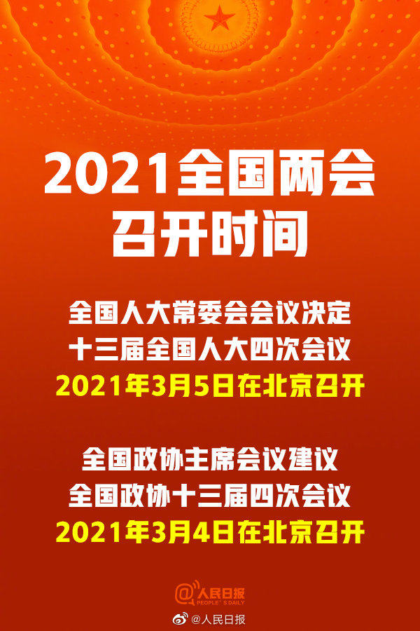 周知!2021全国两会开幕时间来了|南通发布