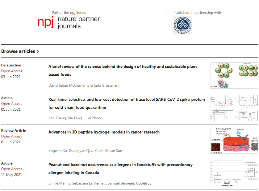 我校合作出版期刊《npj Science of Food》被SCI数据库收录_人民号