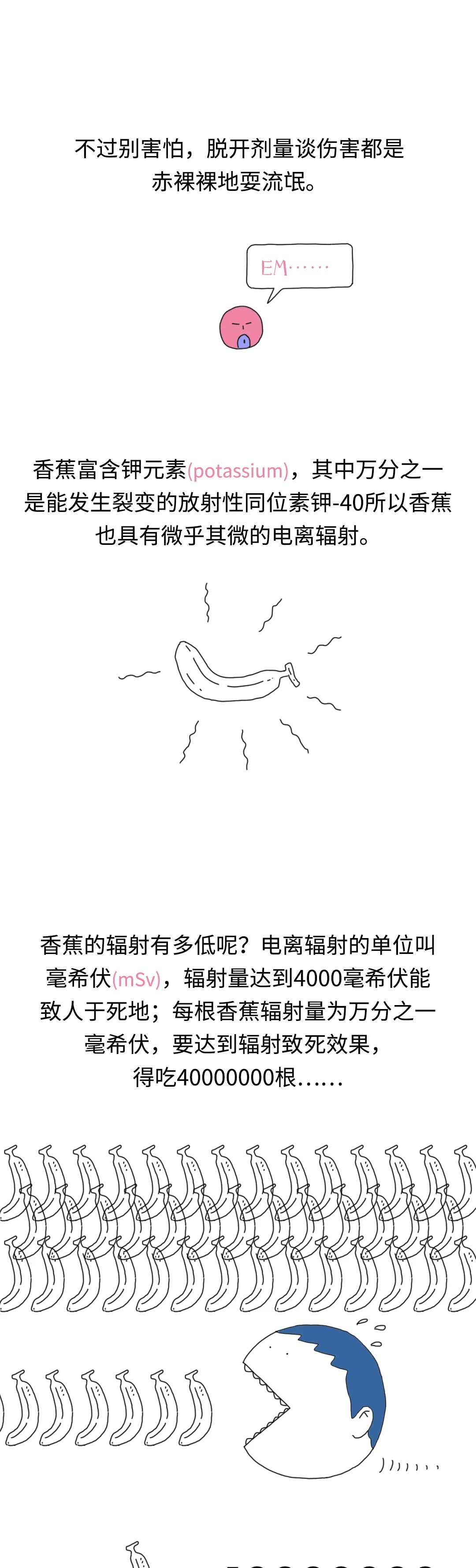 |香蕉有辐射？要吃多少根香蕉才能达到辐射致死量？