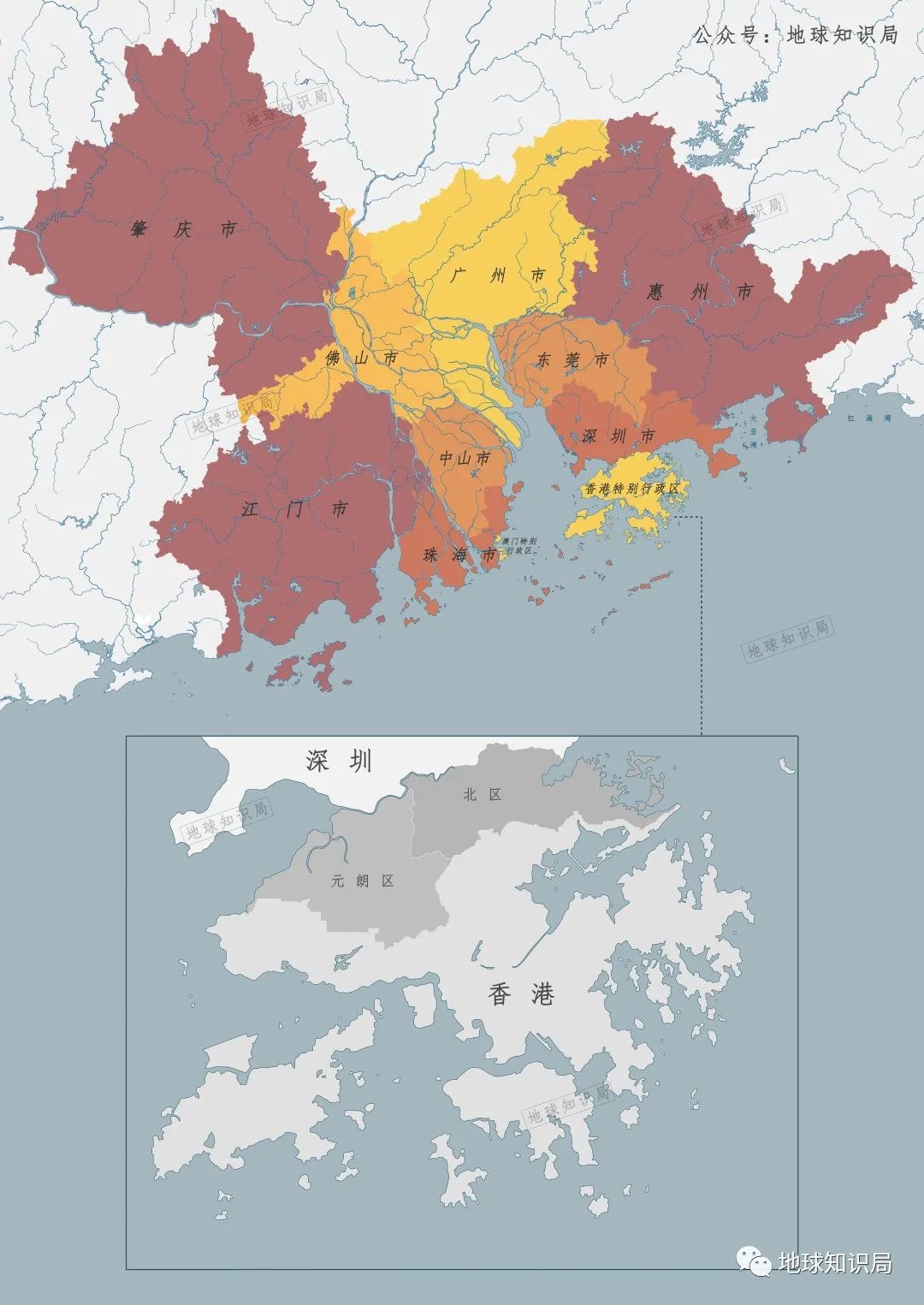 香港18区地图 区域划分图片