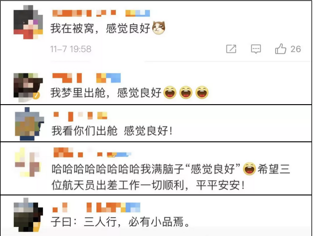 翟志刚|我“已” “一会” “下次”出舱，感觉良好！“感觉良好”体火了