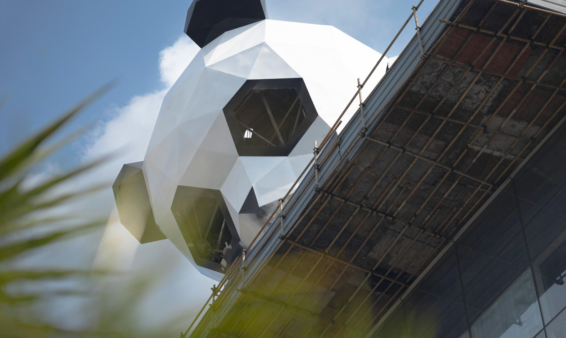 成都又一只大熊猫爬楼了成都339上新大熊猫雕塑