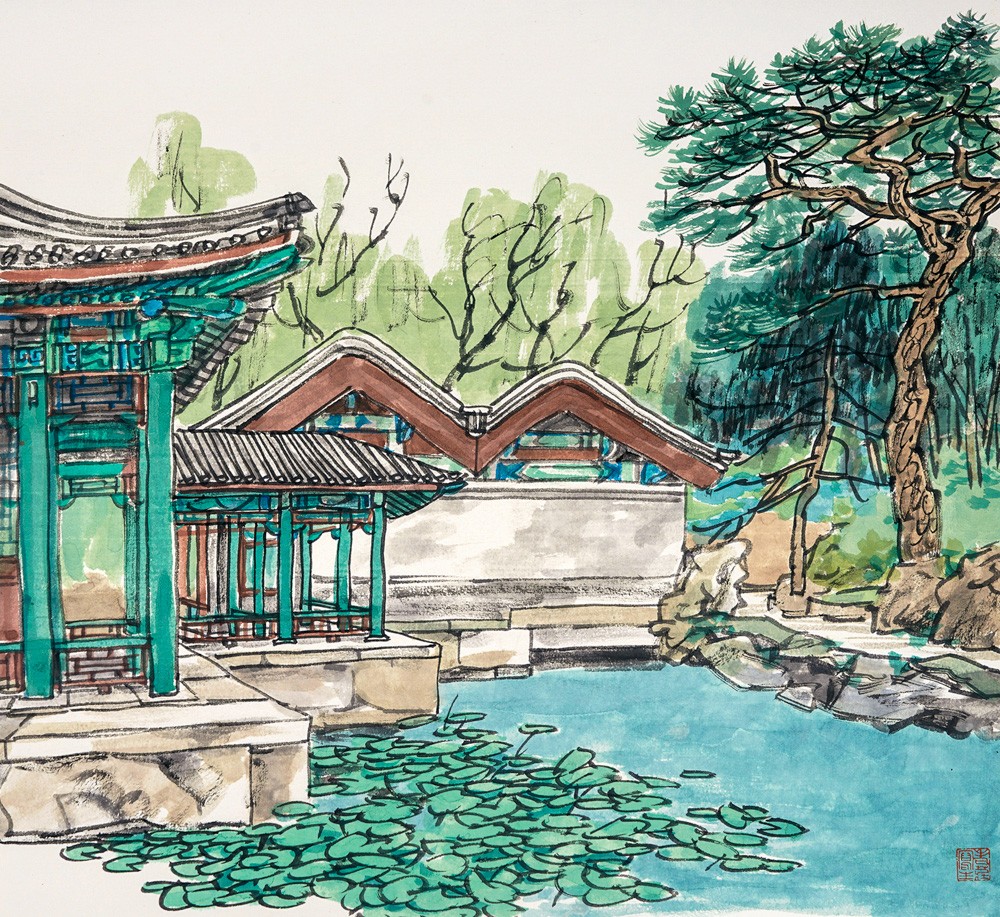 《北京颐和园谐趣园》庄小雷 46x50cm 纸本设色 2021