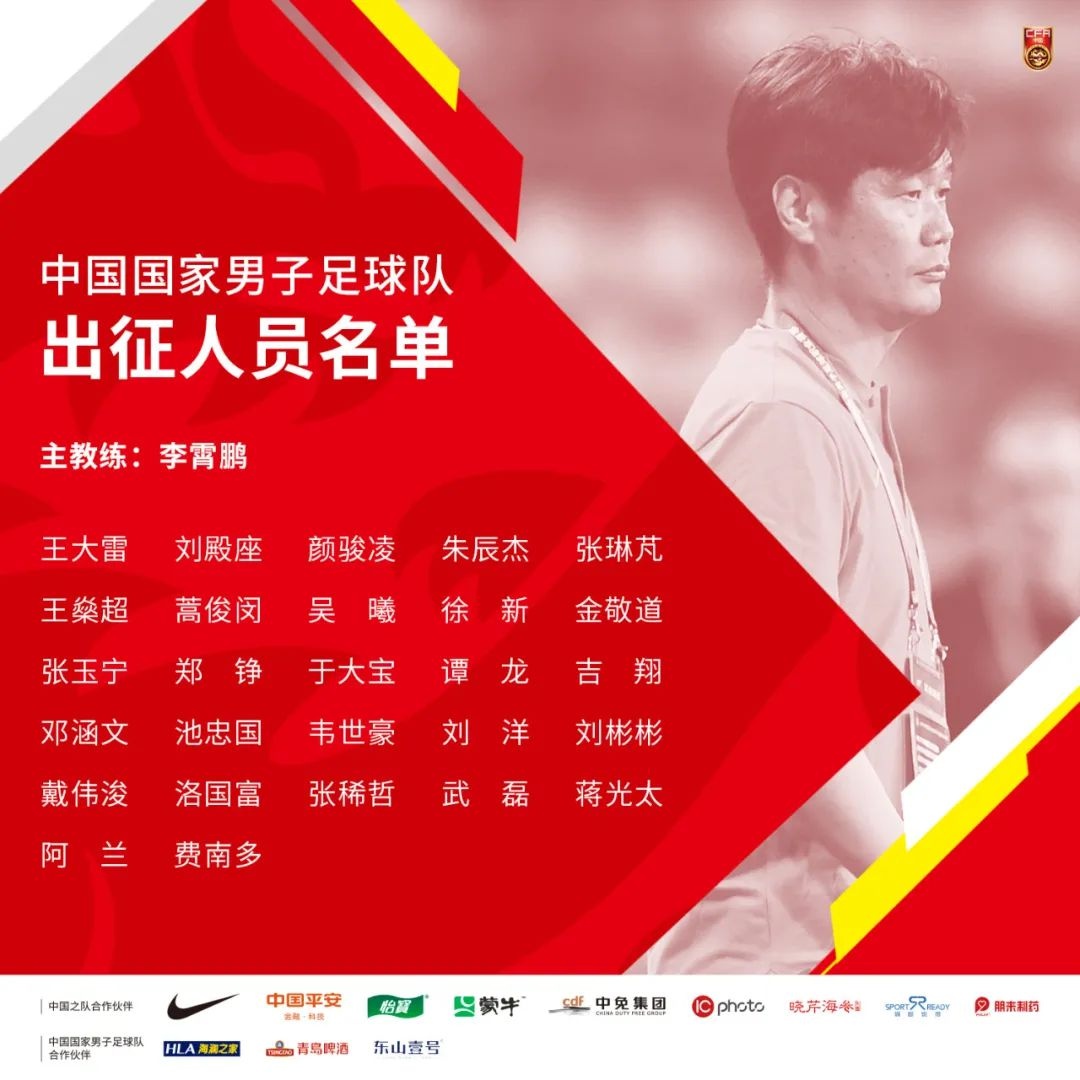 中国男足出征名单公布武汉队蒿俊闵入选