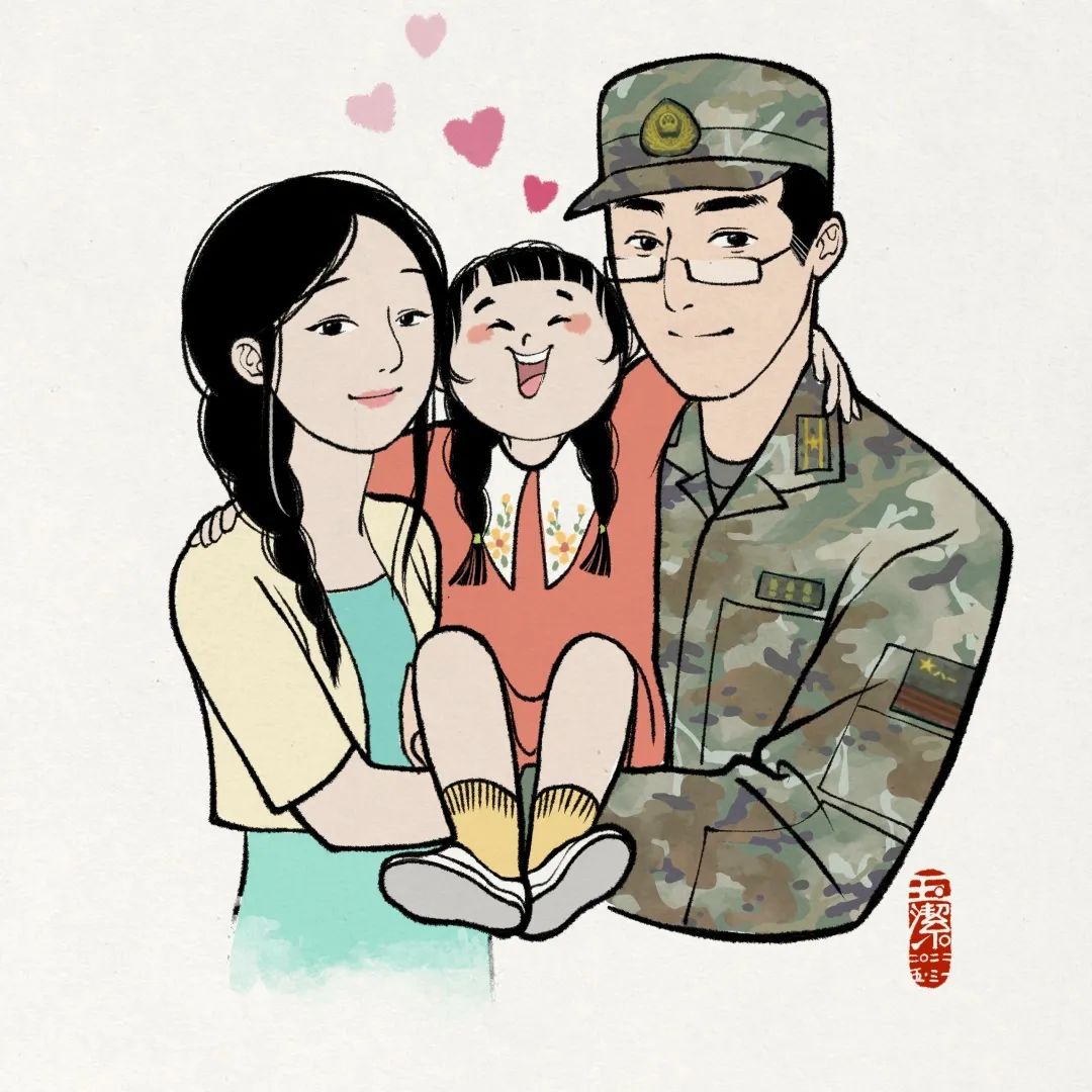 军人和军娃卡通图图片