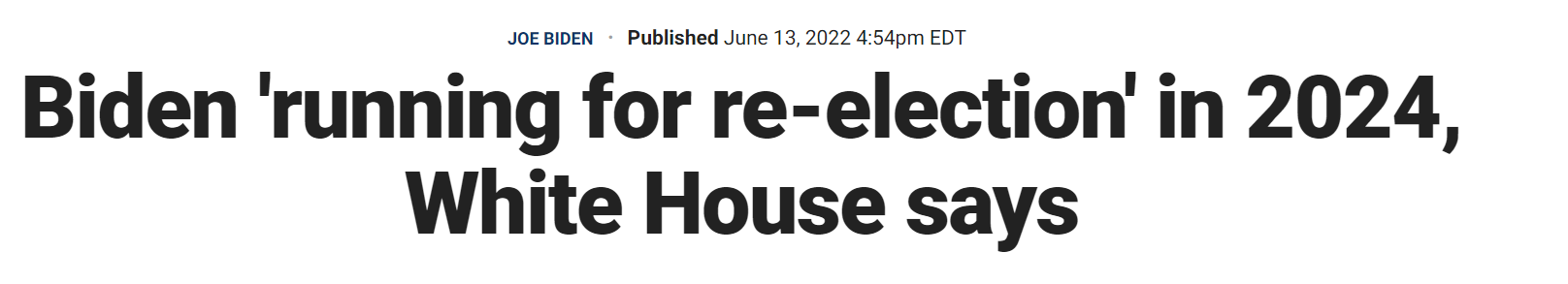 福克斯新闻报道截图：白宫称拜登将在2024年“竞选连任”