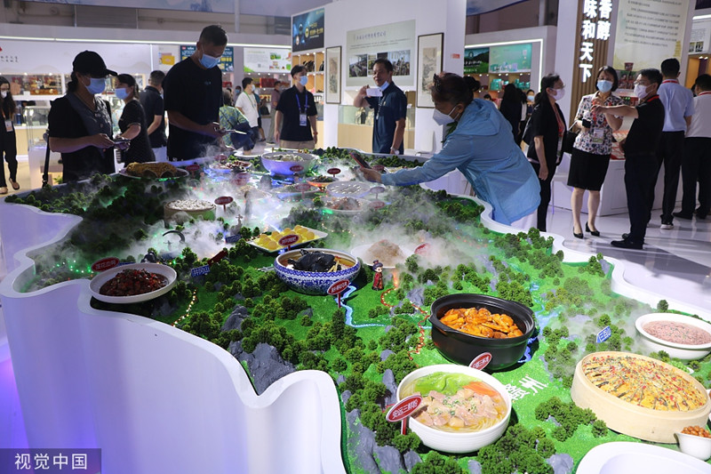 7月27日，第二届中国国际消费品博览会现场，琳琅满目的仿真菜吸引了观展者的目光。（图源：视觉中国）_副本.jpg