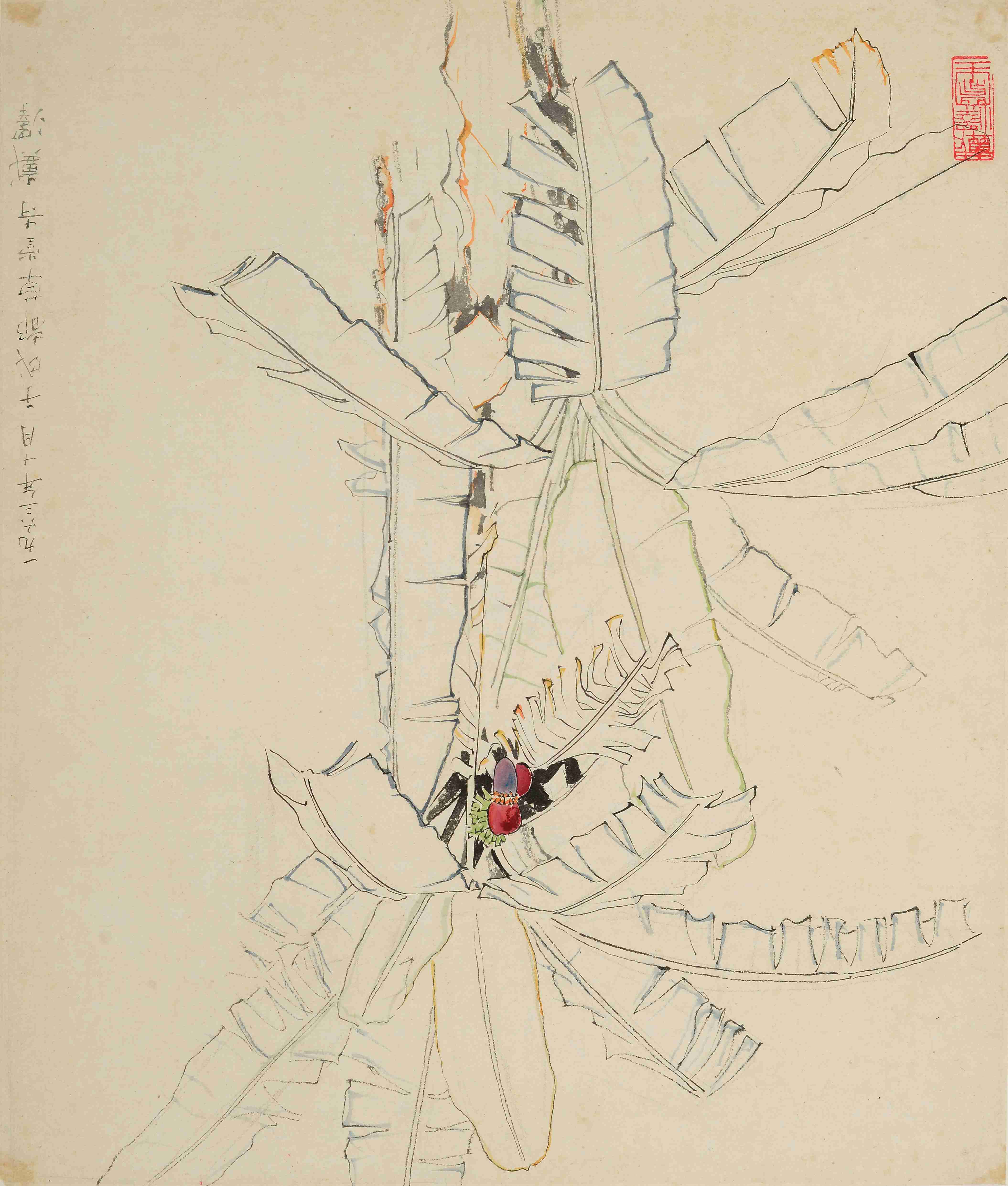 戴泽《杜甫草堂的芭蕉》 纸本国画  1963年 .jpeg