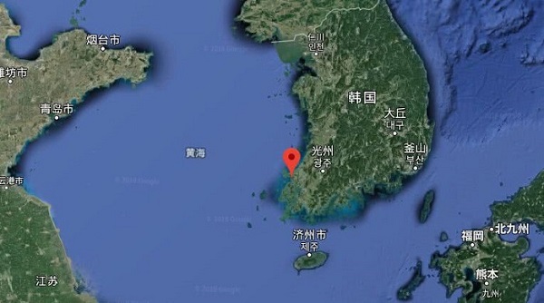 新安古沉船大致位置图 谷歌地图