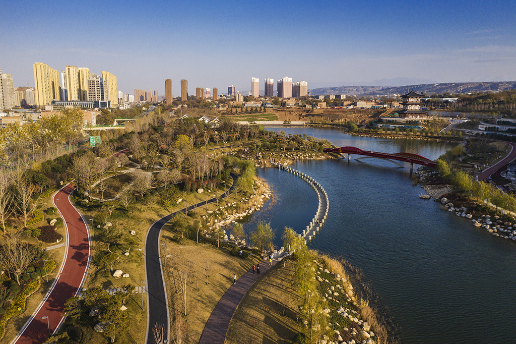 陕西渭南也有一个南湖公园冬季景色很漂亮航拍摄影图集好精美