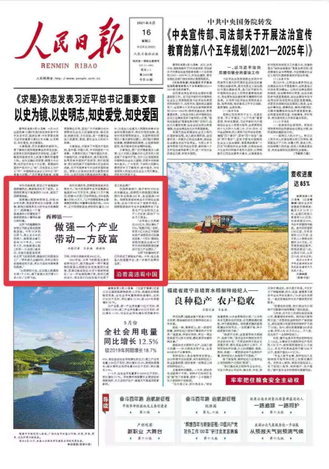 人民日报头版点赞西柳镇：做强一个产业，带动一方致富