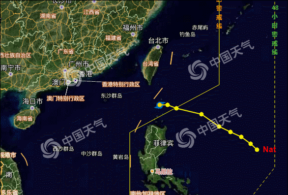△1991年第19号台风“耐特（Nat）”路径图