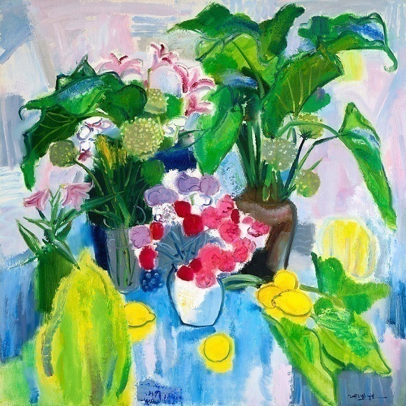 2007  柠檬鲜花图  布上油画 120×120cm.jpg