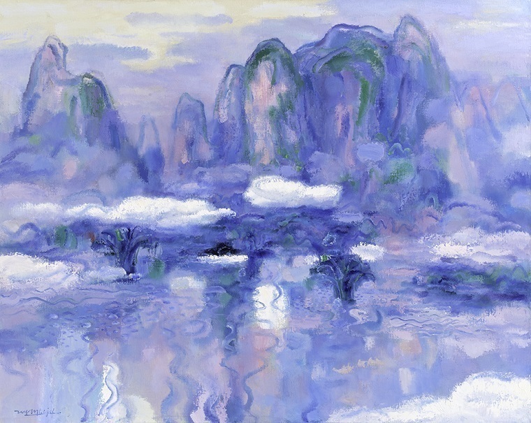 2008  山林云水图系列—夏梦清晓图  116×146cm  布面油画.jpg