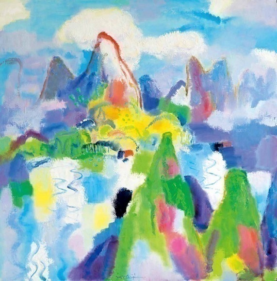2008  日映岚光轻锁翠  120×120cm  布面油画.JPG