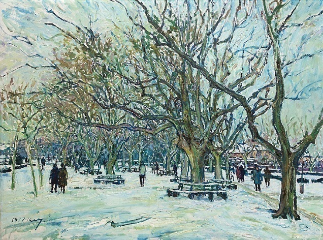 1977复兴公园雪霁  布上油画 90×120cm.jpg