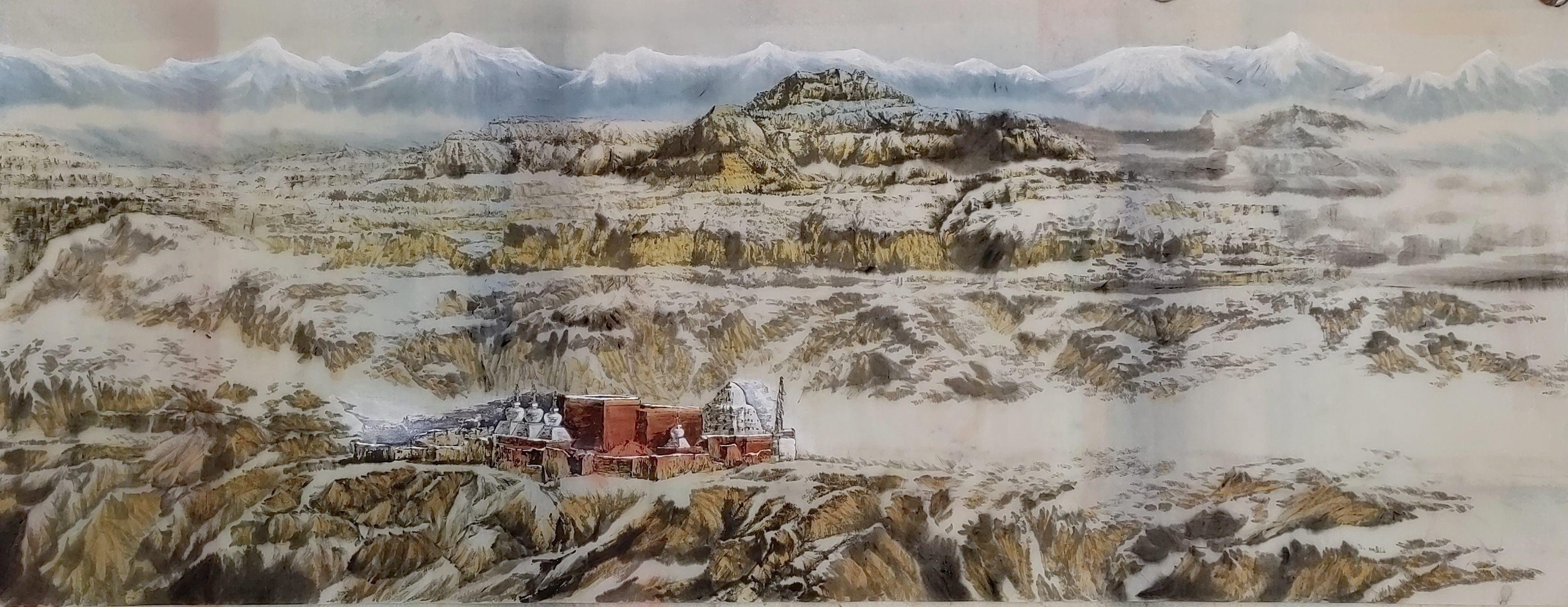 图为刘洋国画作品描绘的札达土林。 刘洋 供图1.jpg