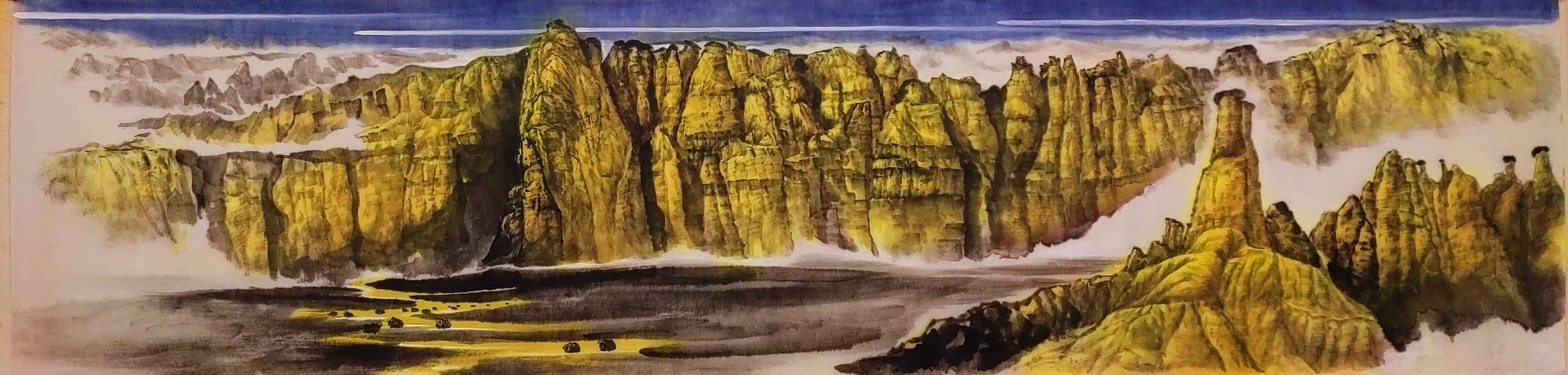 图为刘洋国画作品描绘的札达土林。 刘洋供图.jpg