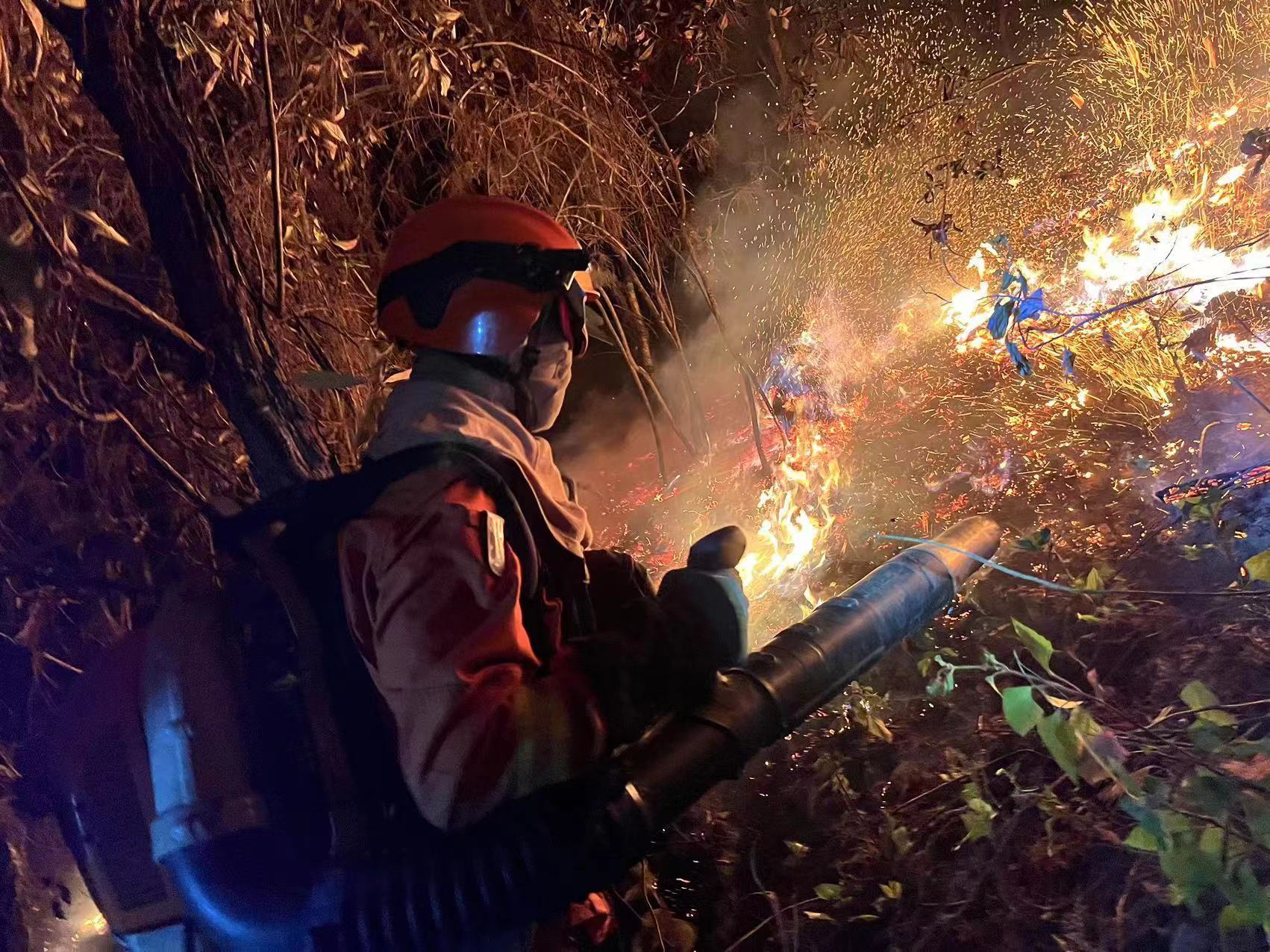 【图1】大理森林火灾灭火一线。 人民网记者 蔡树菁摄.jpg