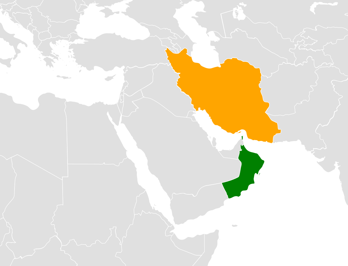 图为阿曼与伊朗的地理位置