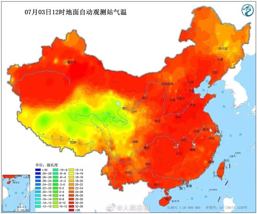 人民日报 分享了一张地图,全国呈现一幅「红红火火」的画面.