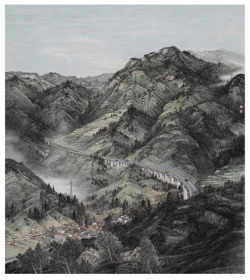 王维安  凤凰台高跷队  油画  100×180cm