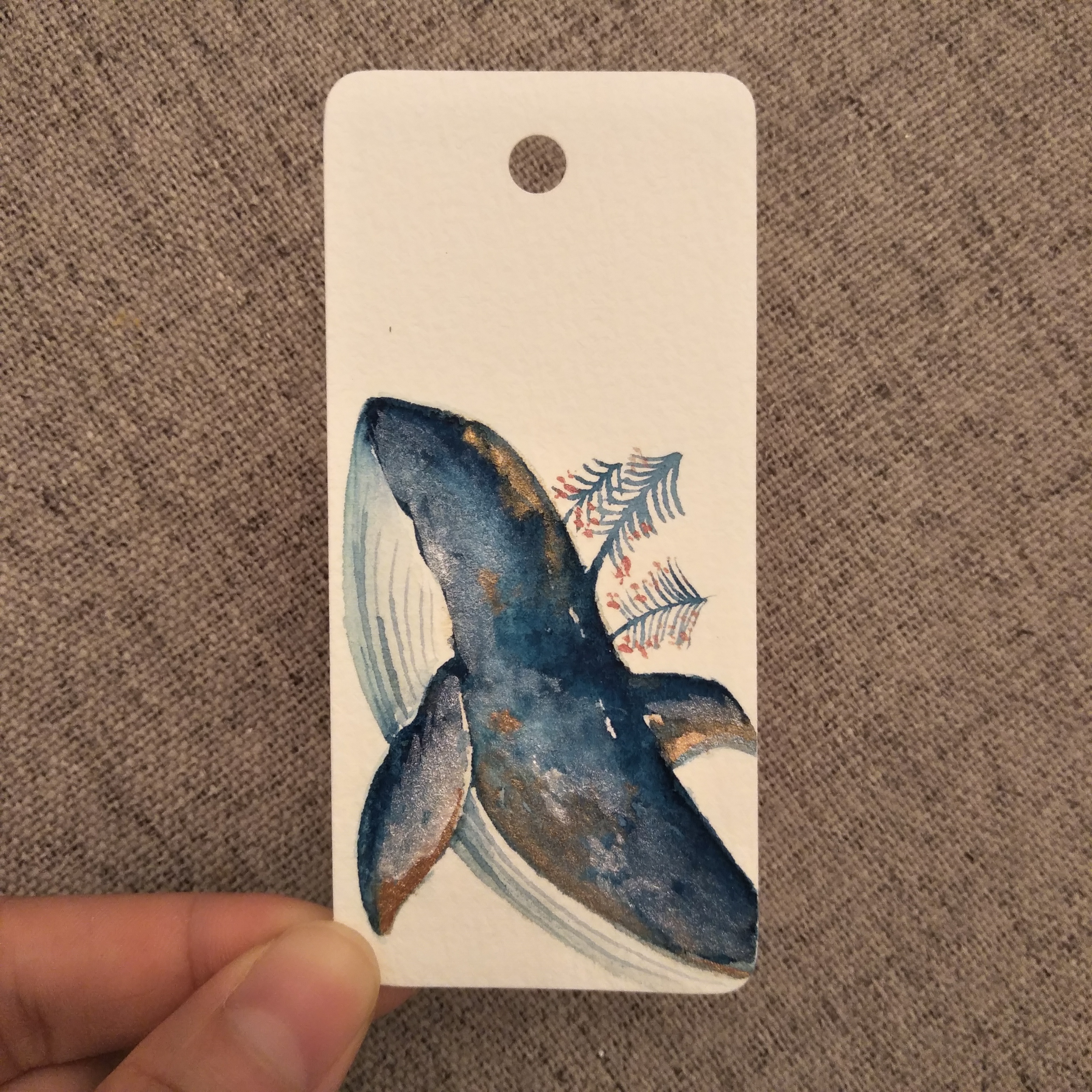 水彩鲸鱼书签来啦带你一起遨游世界