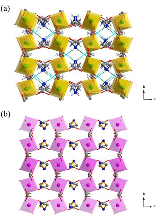 钙钛矿金属-有机框架[(ch   nh ]m(hcoo) (m = fe, co)的晶体结构.