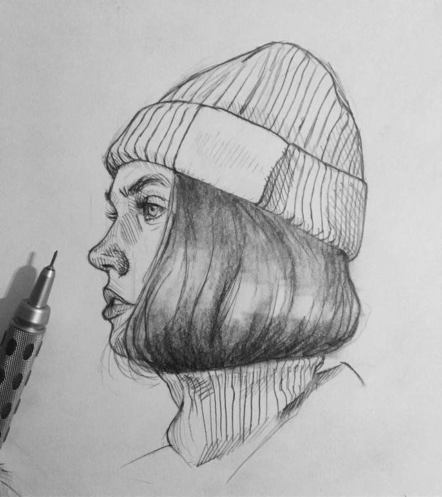 手绘素描人像临摹素材来自insjdrw