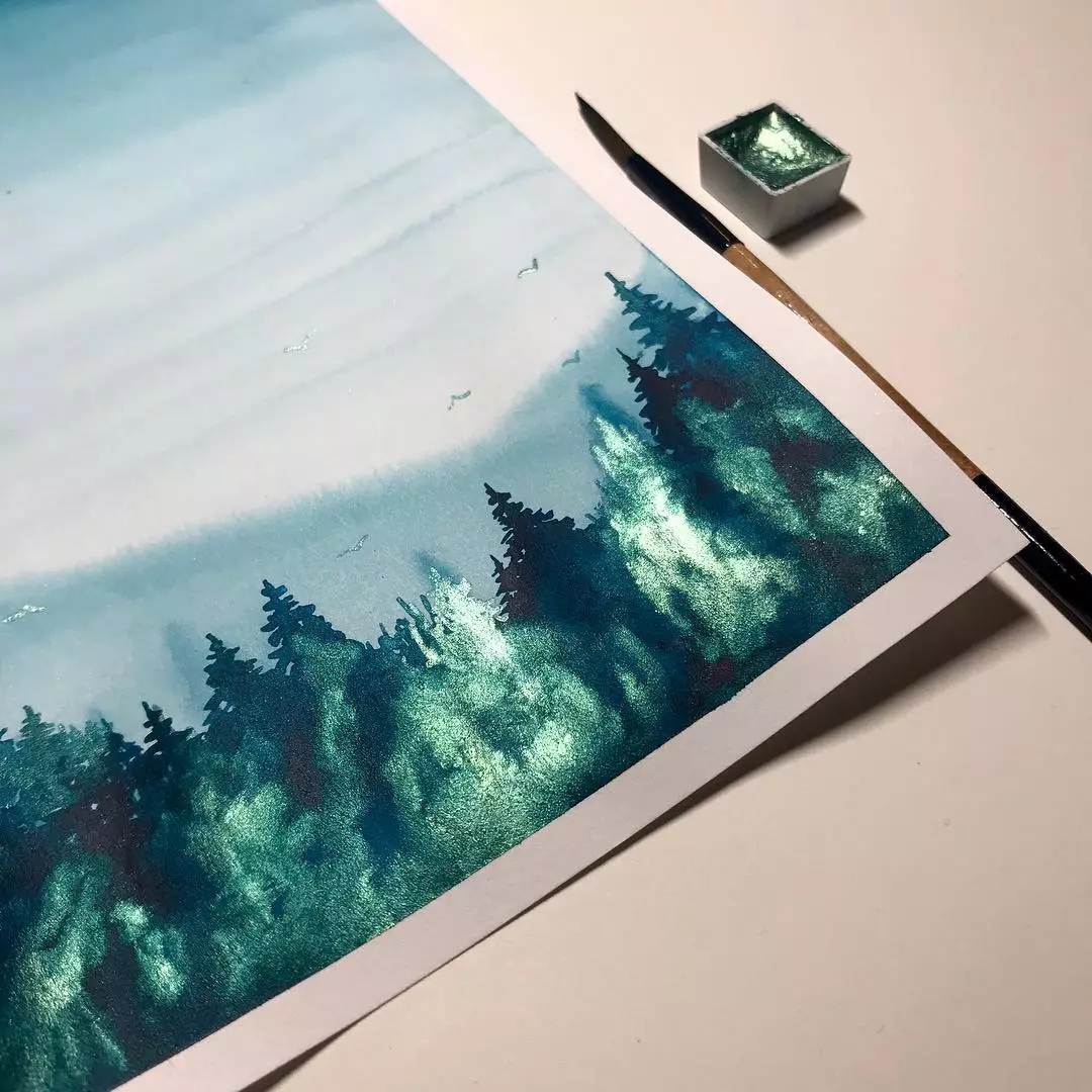 珠光色的水彩画也太好看了吧bulingbuling的