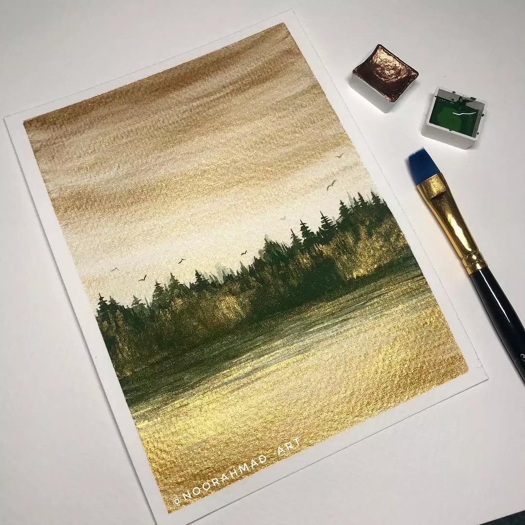 珠光色的水彩画也太好看了吧bulingbuling的