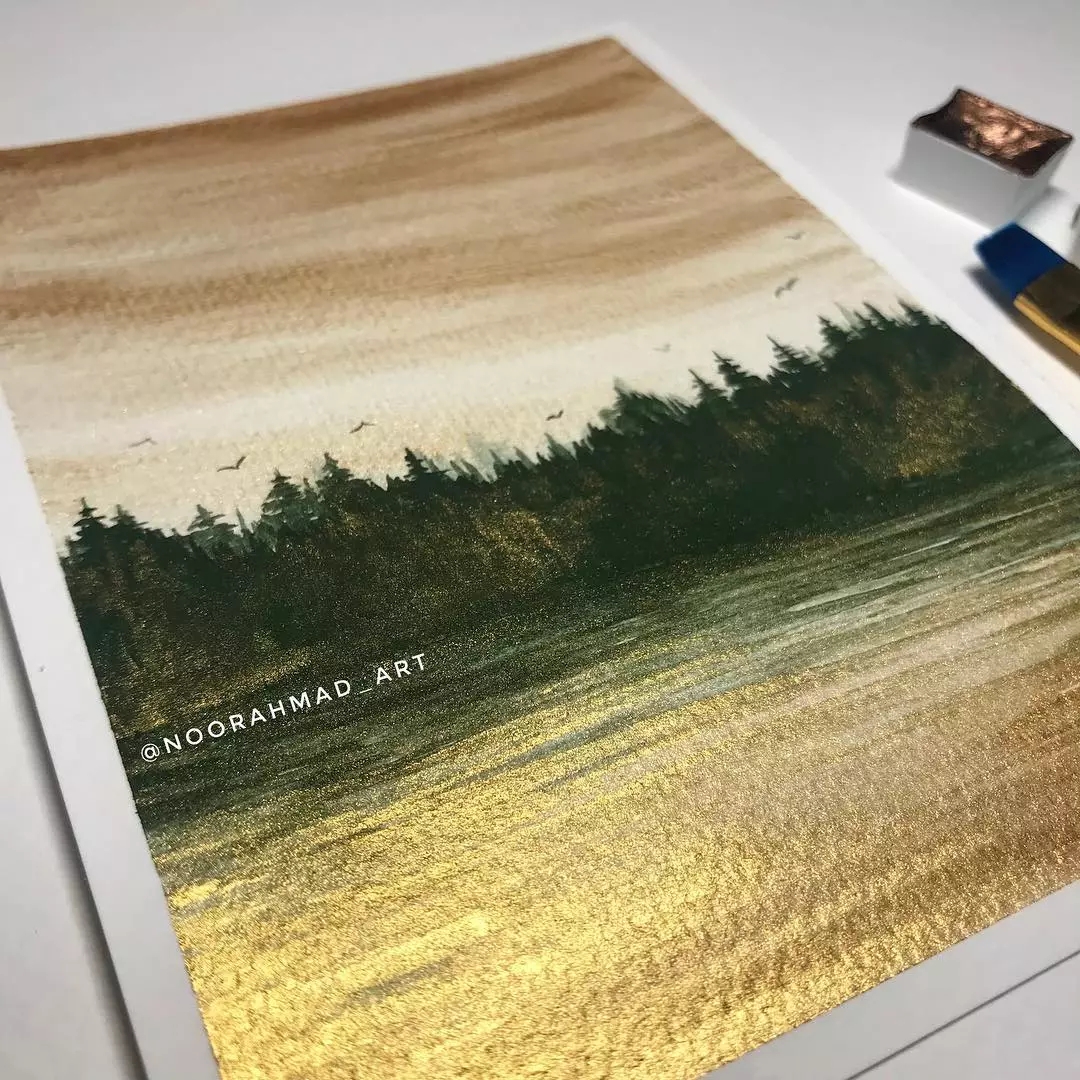 珠光色的水彩画也太好看了吧bulingbuling的