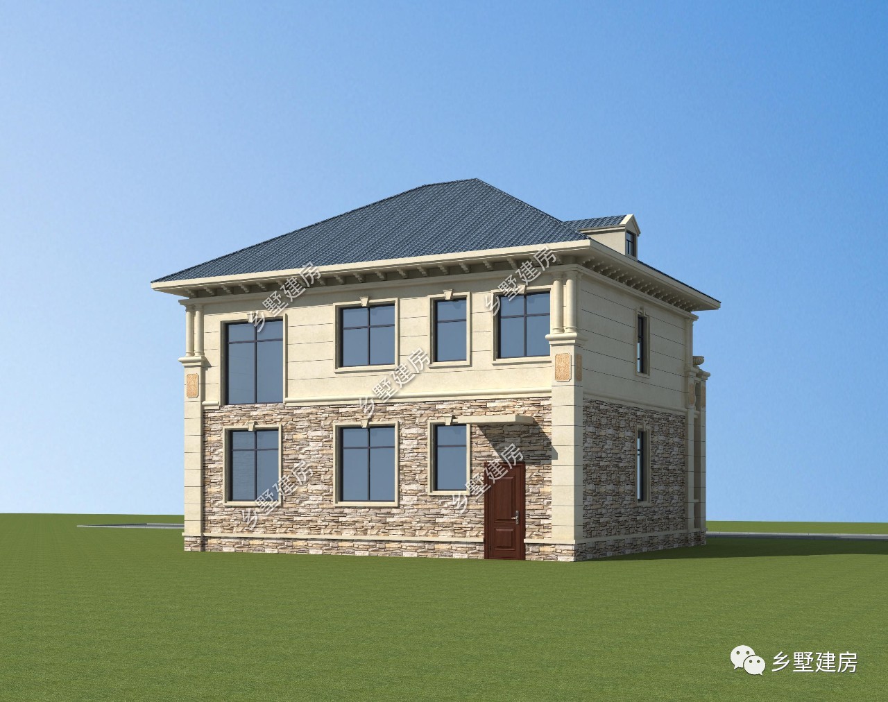 12x10米简欧二层别墅布局实用外观优美回乡建一栋很不错