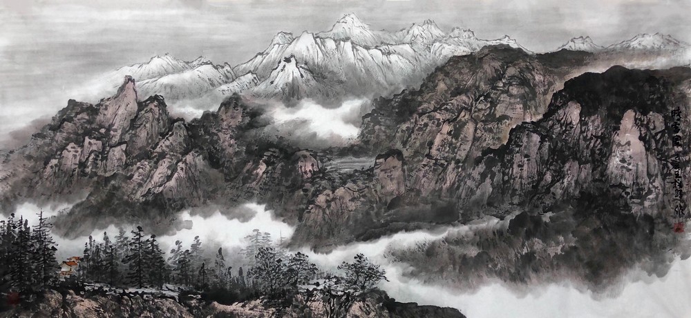 中国美协会员王梓晖从甘肃的大山中一路走来山水画厚重雄伟