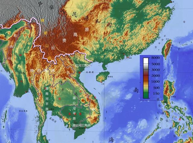 中南半岛地图地形图片