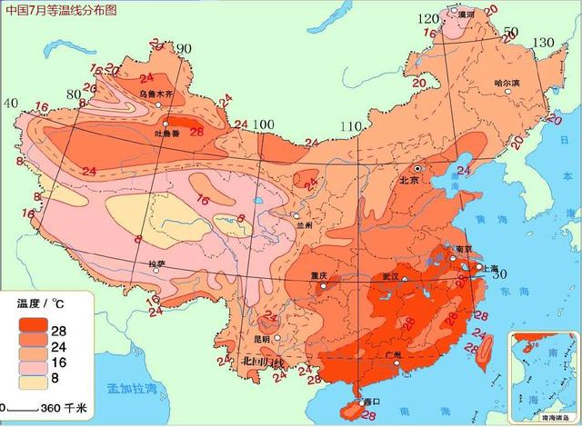 中国等温线分布图图片