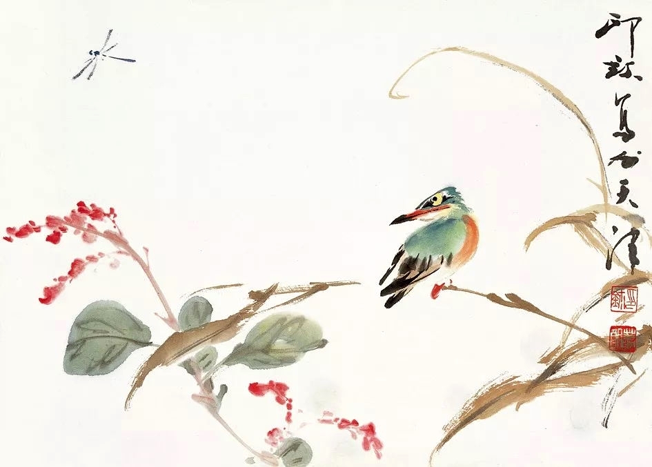 萧朗先生的一组花鸟画好清凉