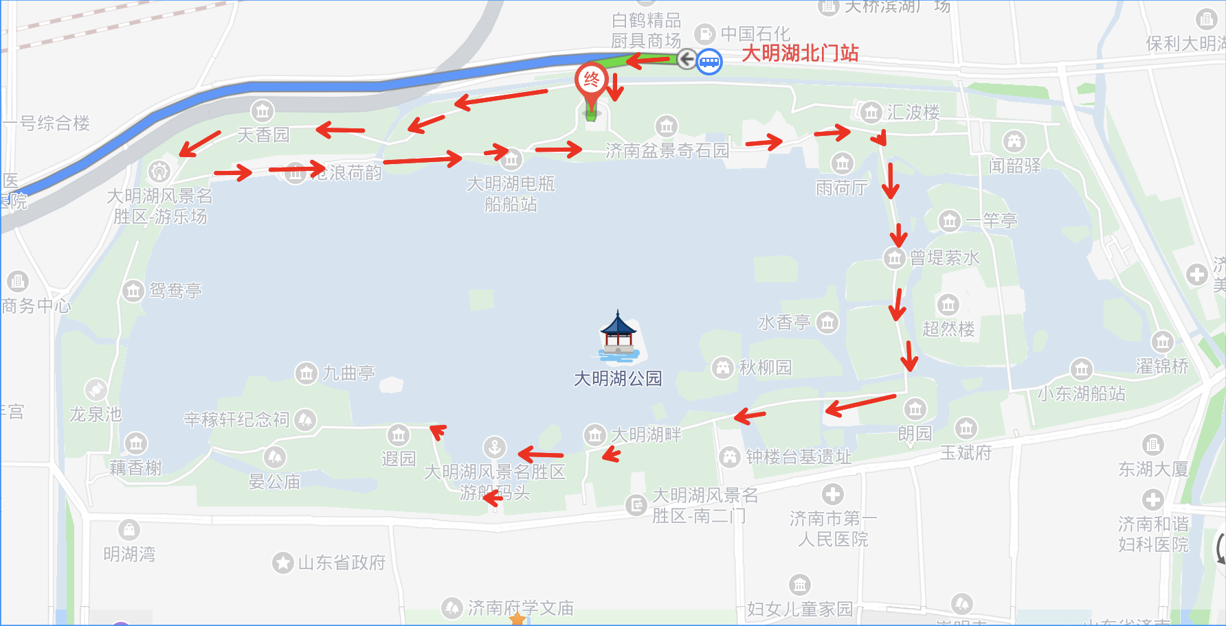 大明湖路线图片