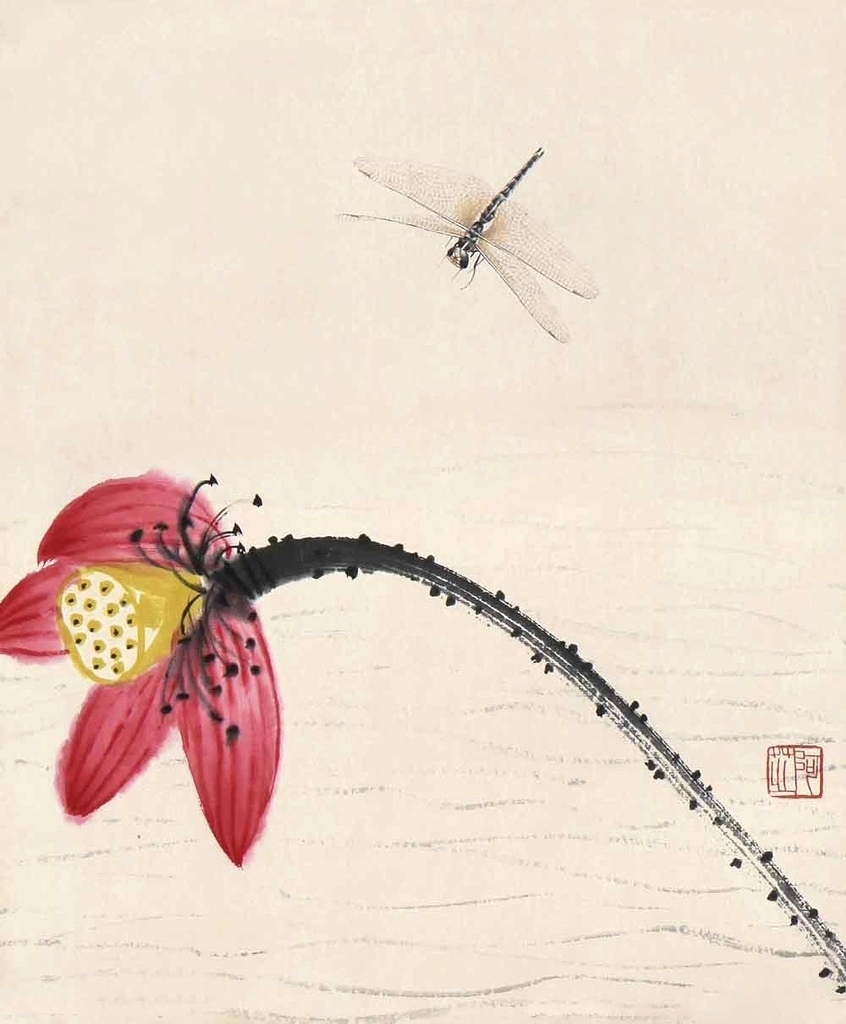 名家笔下的荷花蜻蜓冰心那张原来学他的