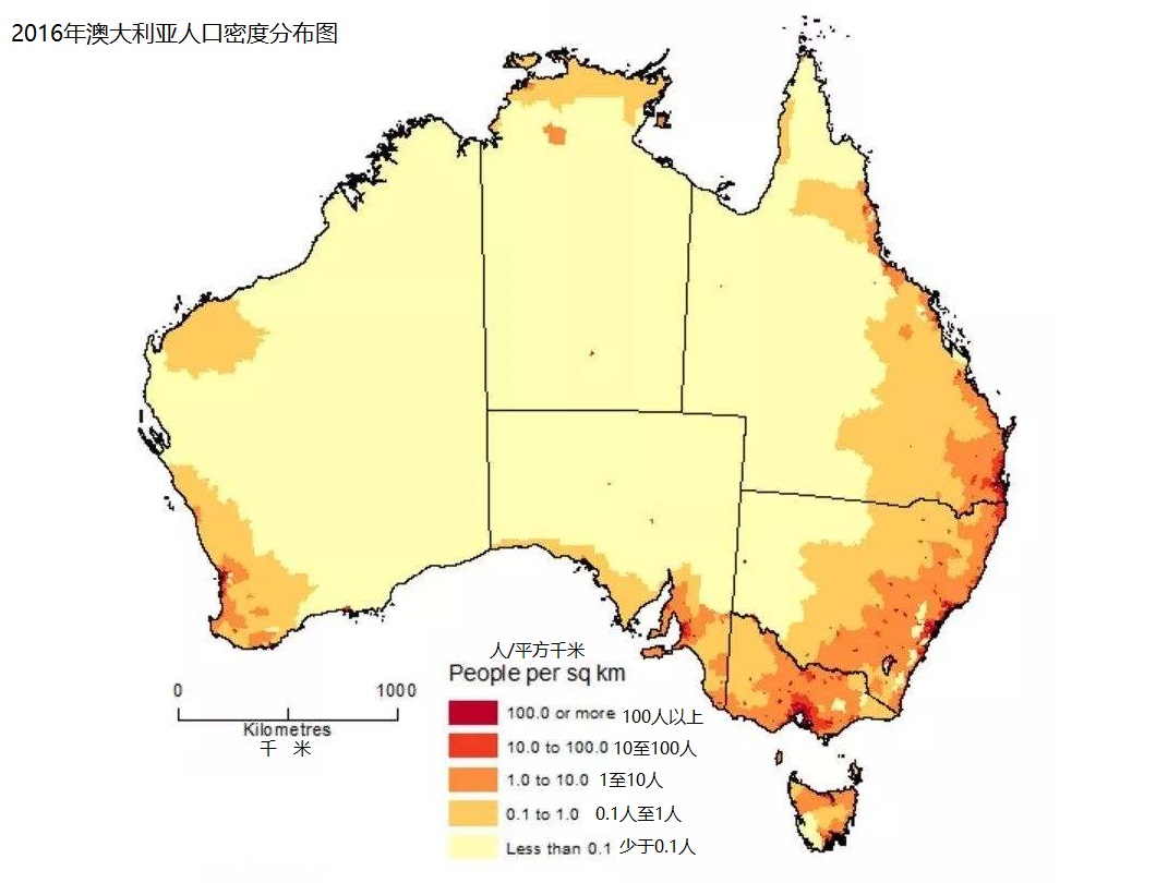 澳大利亚人口分布地图图片