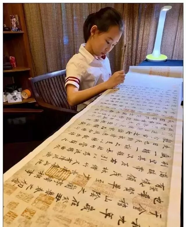 赵文卓让一双儿女勤学书法书法羡煞旁人网友下了真功夫