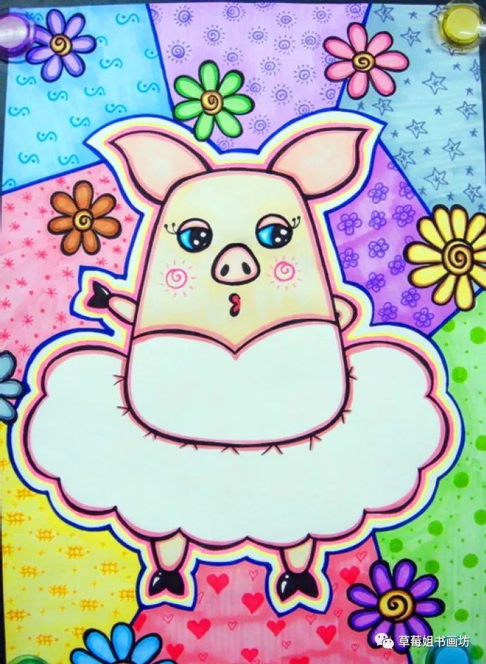 教程儿童创意画偷睡的小懒猪